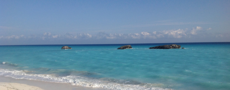 Three Sister Beach: Fels-Trio vor Great Exuma